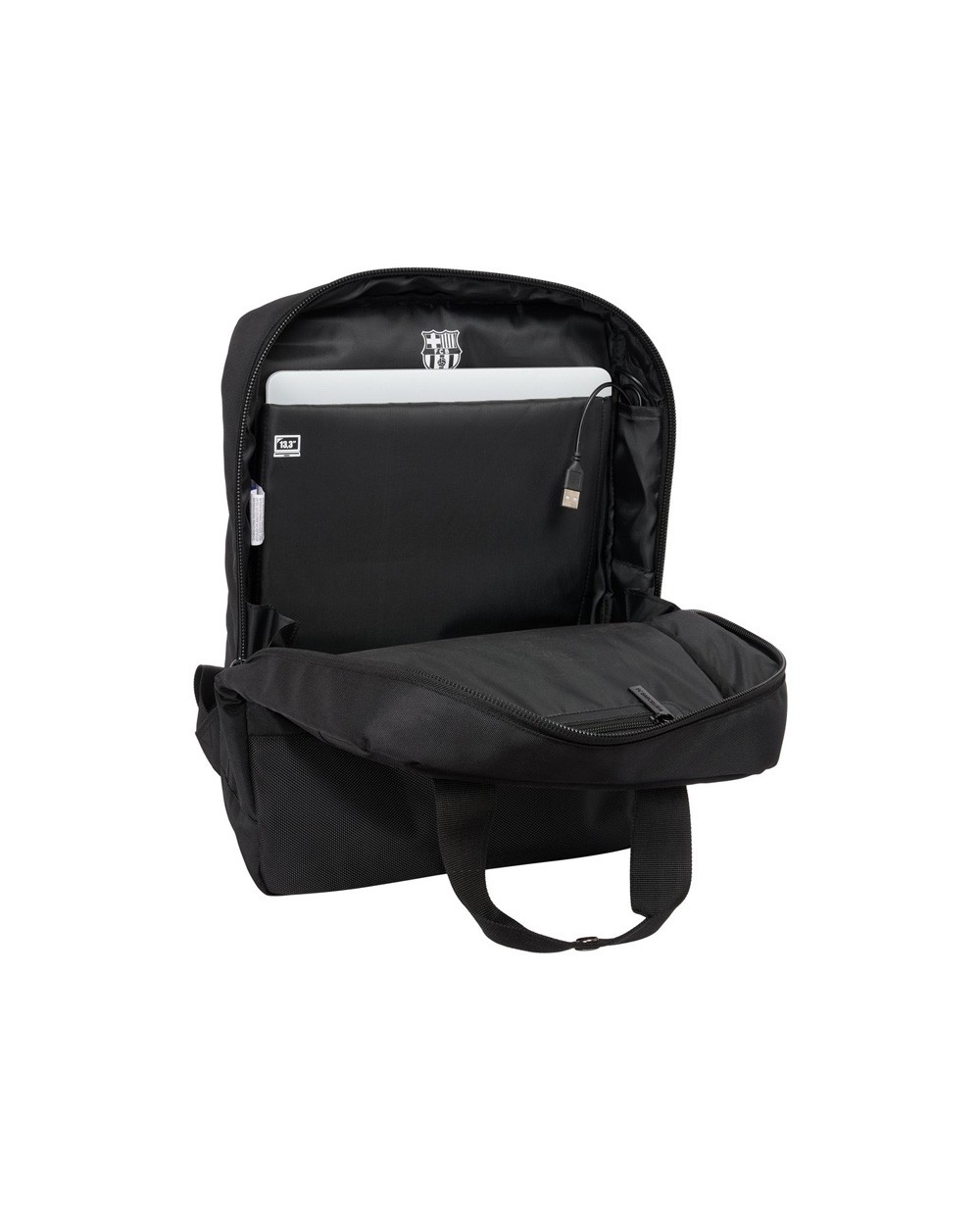 Mochila safta para portatil 133 usb fc barcelona premium black 110x290x390 mm