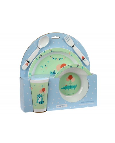 Set de platos cubiertos y vaso safta preescolar 260x260x90 mm
