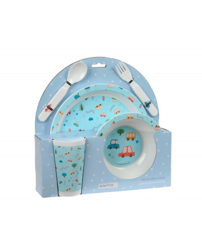 Set de platos cubiertos y vaso safta preescolar 260x260x90 mm