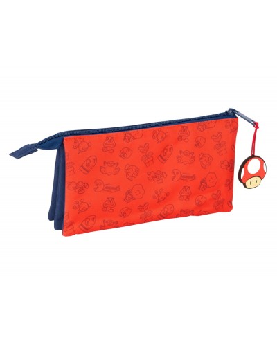 Bolso escolar portatodo safta triple super mario trick 120x220x30 mm