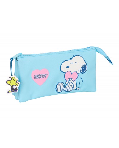 Bolso escolar portatodo safta triple snoopy love 120x220x30 mm