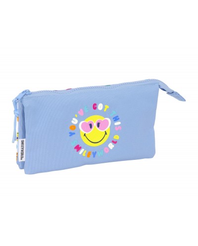Bolso escolar portatodo safta triple reciclado smiley world joyful 120x220x30 mm