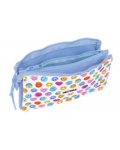 Bolso escolar portatodo safta triple reciclado smiley world joyful 120x220x30 mm