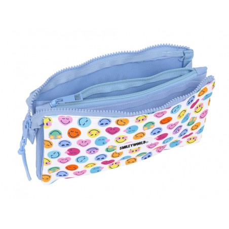 Bolso escolar portatodo safta triple reciclado smiley world joyful 120x220x30 mm