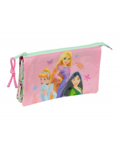 Bolso escolar portatodo safta triple princesas disney bloom 120x220x30 mm