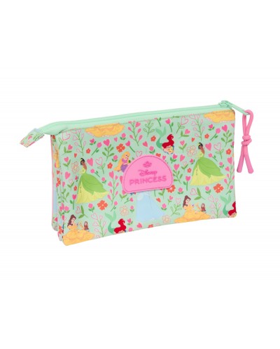 Bolso escolar portatodo safta triple princesas disney bloom 120x220x30 mm