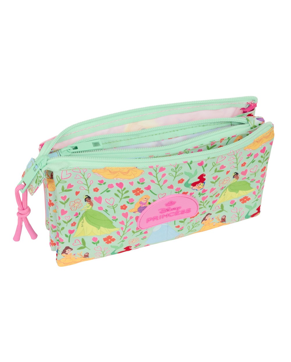 Bolso escolar portatodo safta triple princesas disney bloom 120x220x30 mm