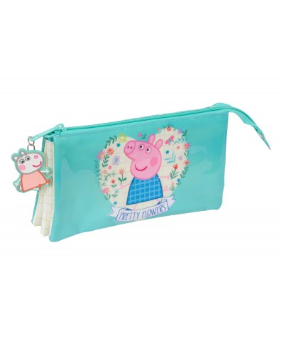 Bolso escolar portatodo safta triple peppa pig pretty flowers 120x220x30 mm