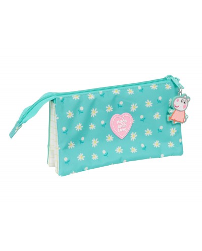 Bolso escolar portatodo safta triple peppa pig pretty flowers 120x220x30 mm