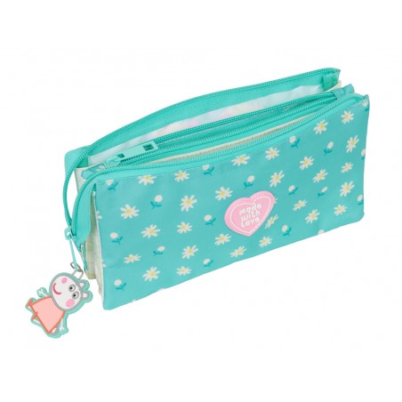 Bolso escolar portatodo safta triple peppa pig pretty flowers 120x220x30 mm