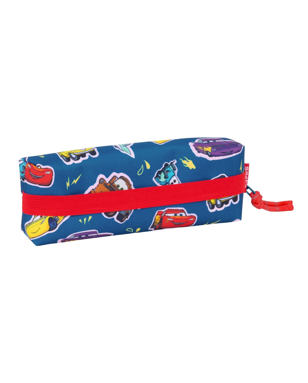 Bolso escolar portatodo safta rectangular con goma elastica 22cm cars racing 40x220x70 mm