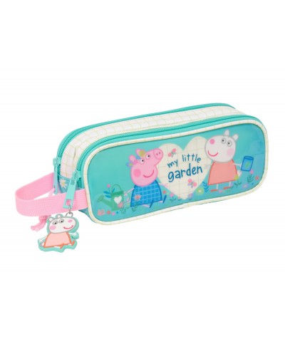 Bolso escolar portatodo safta doble peppa pig pretty flowers 80x210x60xmm