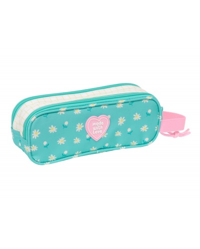 Bolso escolar portatodo safta doble peppa pig pretty flowers 80x210x60xmm