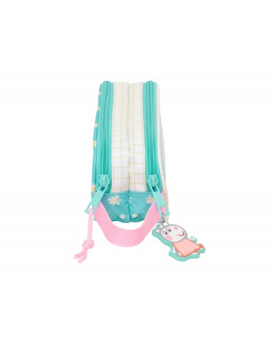 Bolso escolar portatodo safta doble peppa pig pretty flowers 80x210x60xmm