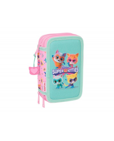 Plumier escolar safta triple 37 piezas superkitties 195x125x55 mm