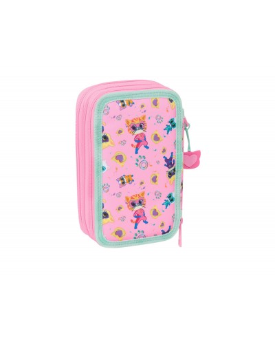 Plumier escolar safta triple 37 piezas superkitties 195x125x55 mm