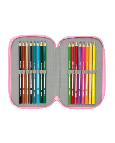 Plumier escolar safta triple 37 piezas superkitties 195x125x55 mm