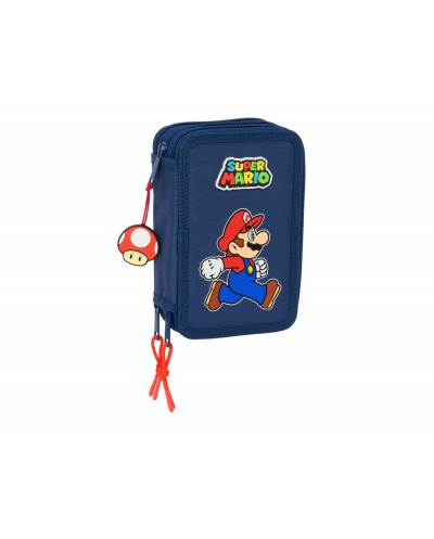 Plumier escolar safta triple 37 piezas super mario trick 195x125x55 mm