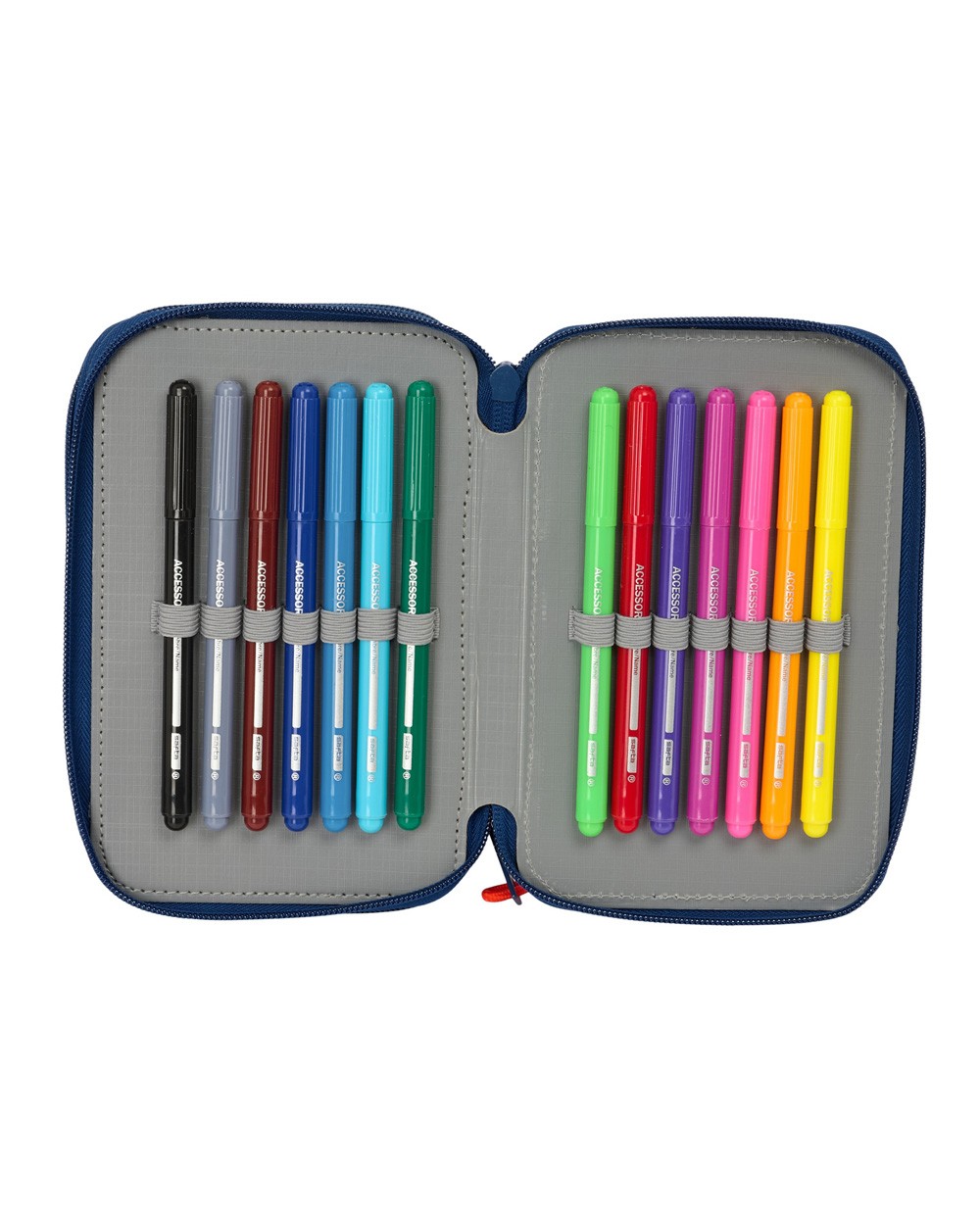 Plumier escolar safta triple 37 piezas super mario trick 195x125x55 mm