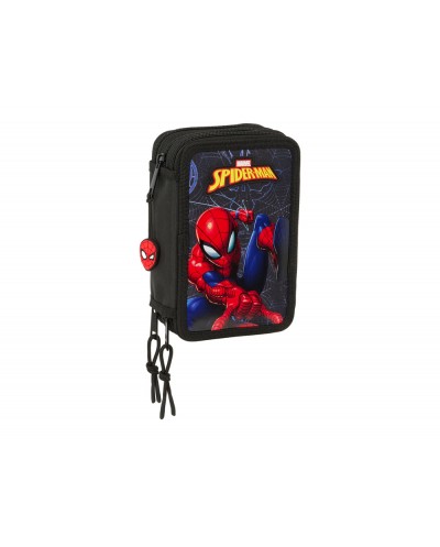 Plumier escolar safta triple 37 piezas spider man attack 195x125x55 mm