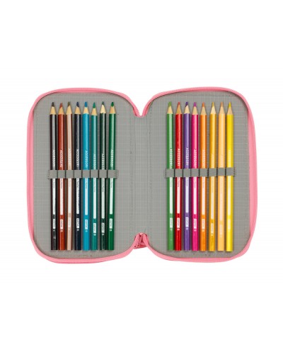 Plumier escolar safta triple 37 piezas reciclado moos passion 195x125x55 mm