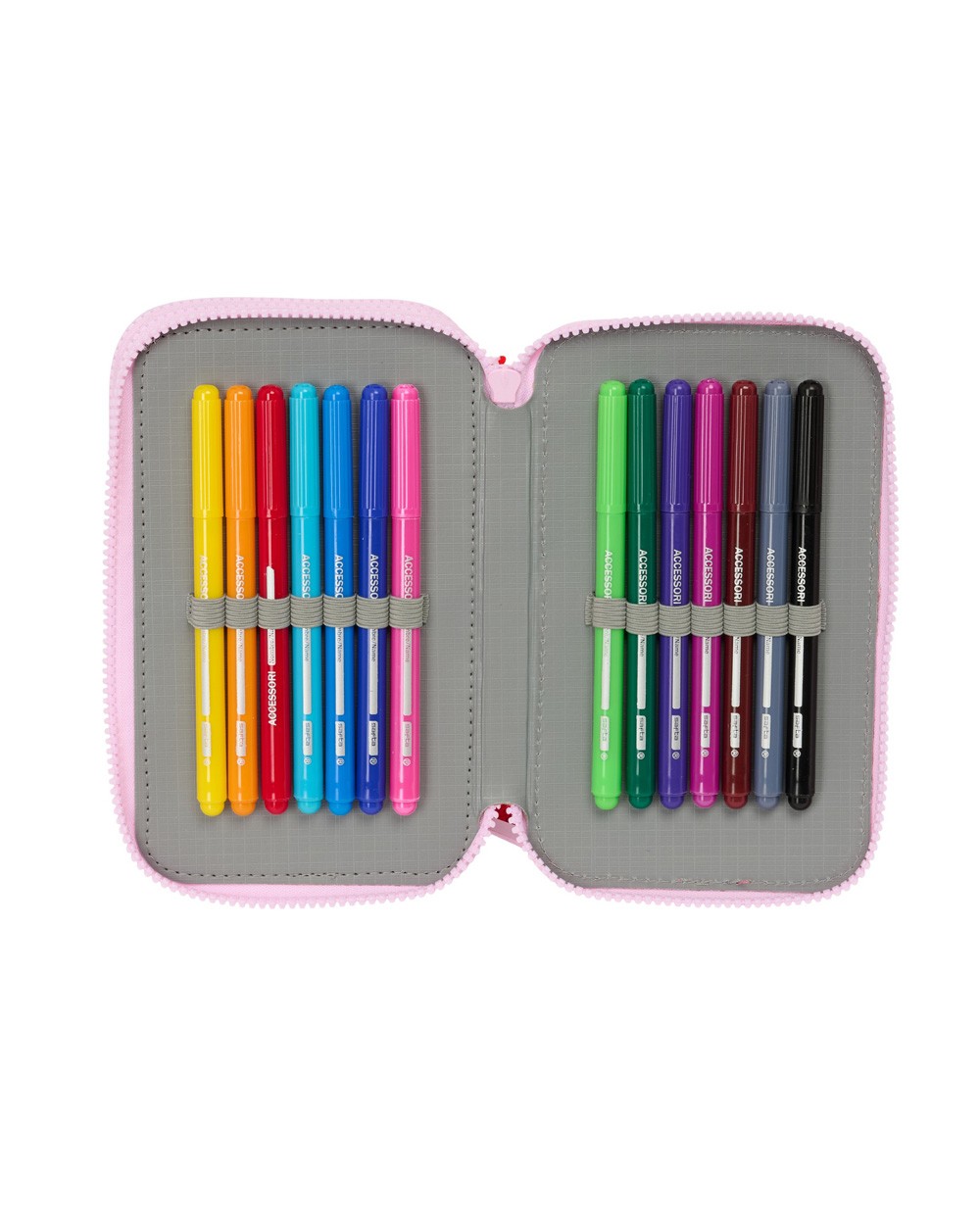 Plumier escolar safta triple 37 piezas minnie mouse nalve 195x125x55 mm