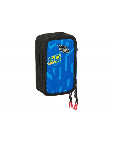 Plumier escolar safta triple 37 piezas hot wheels let s race 195x125x55 mm