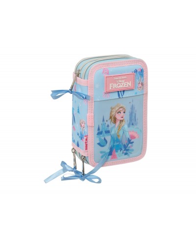 Plumier escolar safta triple 37 piezas frozen ice magic 195x125x55 mm