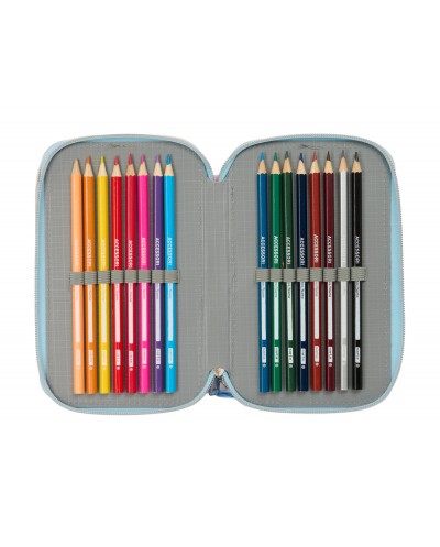 Plumier escolar safta triple 37 piezas frozen ice magic 195x125x55 mm