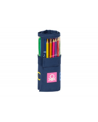 Plumier escolar safta enrollable 27 piezas benetton damero 200x70x70 mm