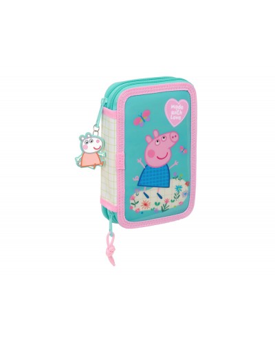 Plumier escolar safta doble pequeno 29 piezas peppa pig pretty flowers 195x125x40 mm