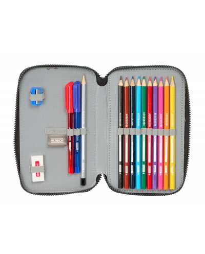 Plumier escolar safta doble pequeno 29 piezas munich topo 195x125x40 mm