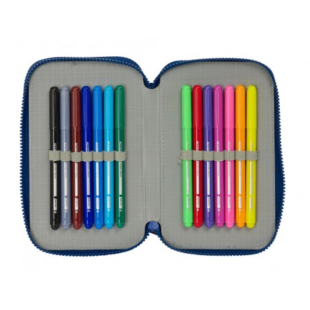Plumier escolar safta doble pequeno 29 piezas munich north 195x125x40 mm