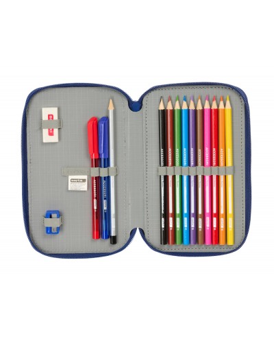 Plumier escolar safta doble pequeno 29 piezas fc barcelona navy blue 195x125x40 mm