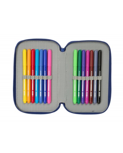 Plumier escolar safta doble pequeno 29 piezas fc barcelona navy blue 195x125x40 mm
