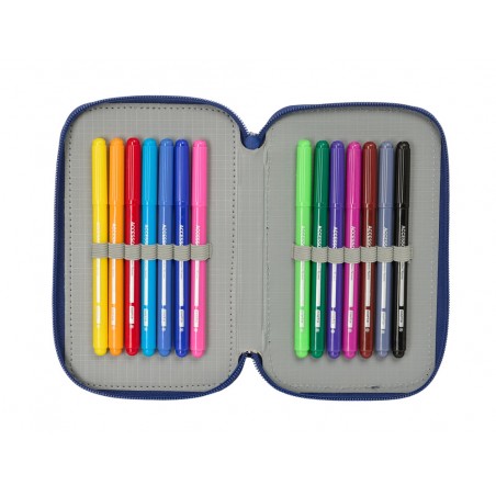 Plumier escolar safta doble pequeno 29 piezas fc barcelona navy blue 195x125x40 mm