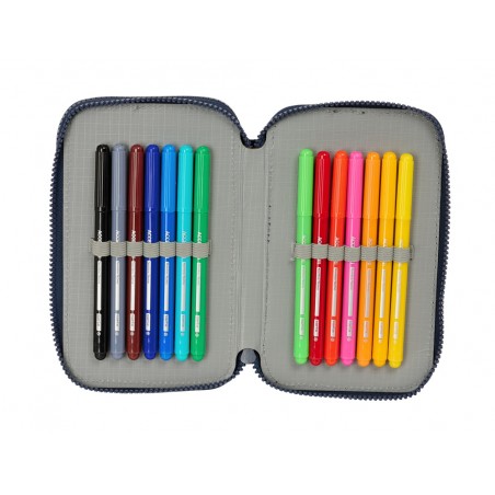 Plumier escolar safta doble pequeno 29 piezas el nino kook 195x125x40 mm