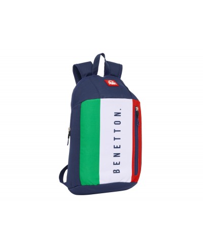 Mini mochila safta con cremallera vertical benetton flag 390x220x100 mm