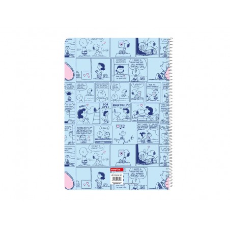 Cuaderno espiral safta tapa extradura folio 80 hojas cuadro 4 mm 60 gr snoopy love