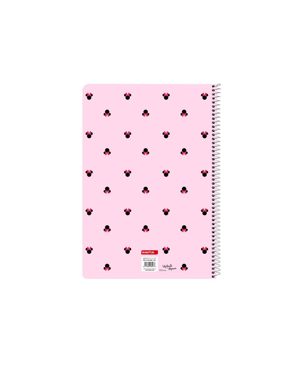 Cuaderno espiral safta tapa extradura folio 80 hojas cuadro 4 mm 60 gr minnie mouse nalve