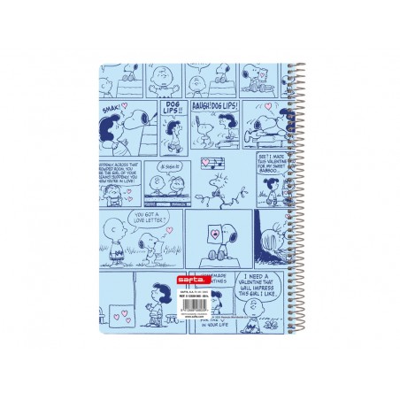 Cuaderno espiral safta tapa extradura cuarto 80 hojas cuadro 4 mm 60 gr snoopy love