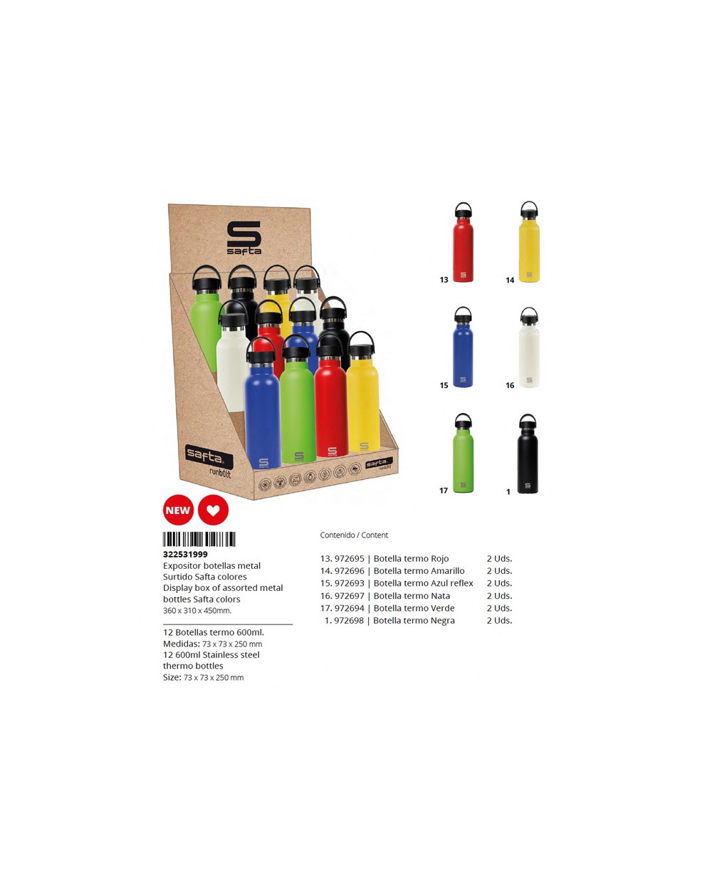 Expositor botella portaliquidos safta runbotts 235x315x195 mm