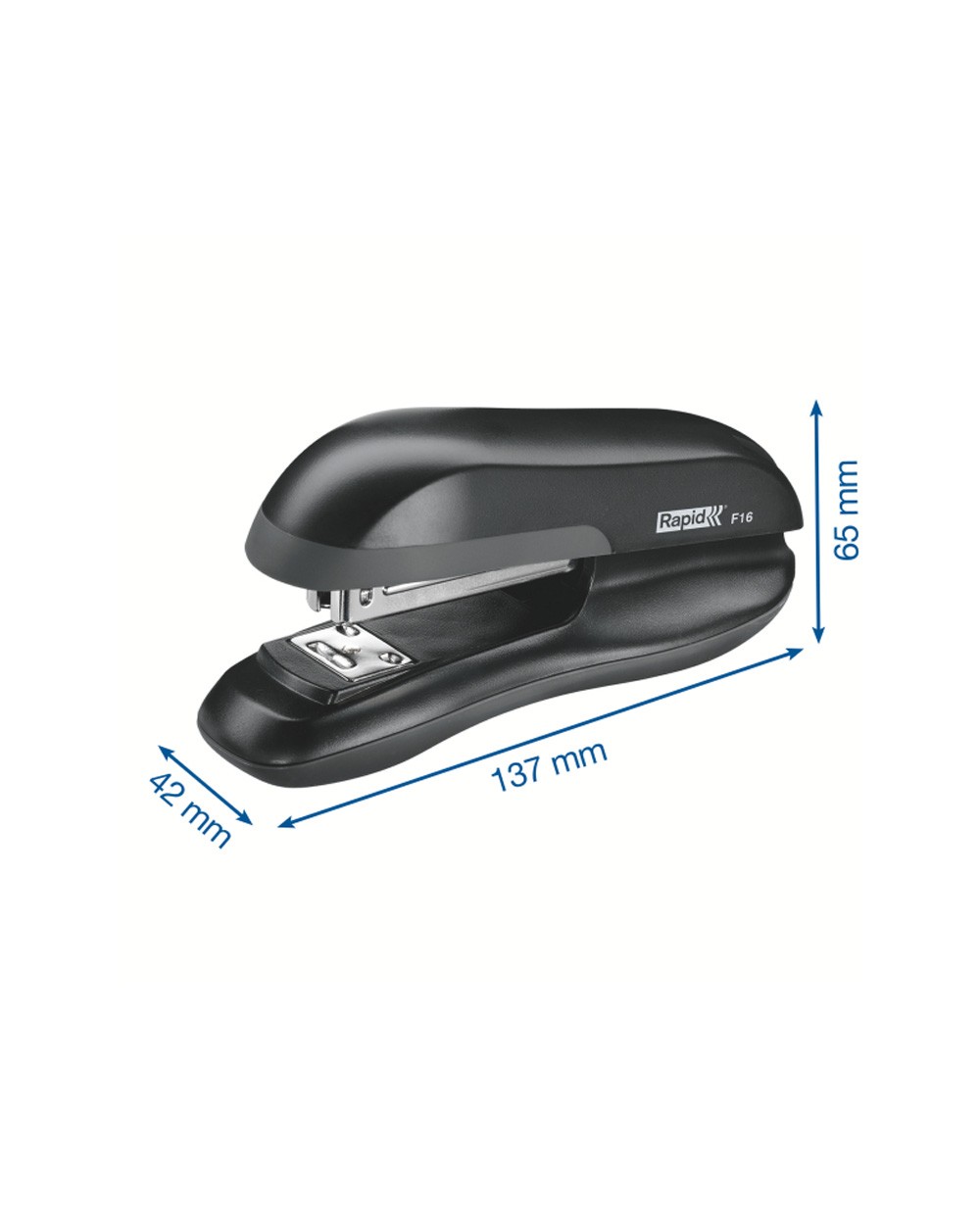Grapadora rapid f16 plastico capacidad 20 hojas usa grapas 24 6 y 26 6 color negro
