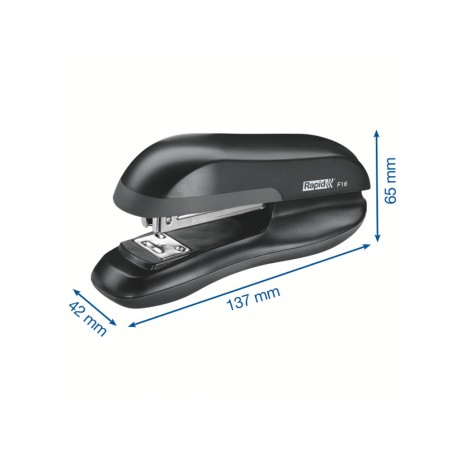 Grapadora rapid f16 plastico capacidad 20 hojas usa grapas 24 6 y 26 6 color negro