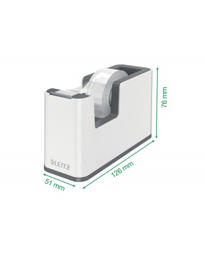 Portarrollo sobremesa leitz wow dual plastico para cintas 33 mt color blanco gris