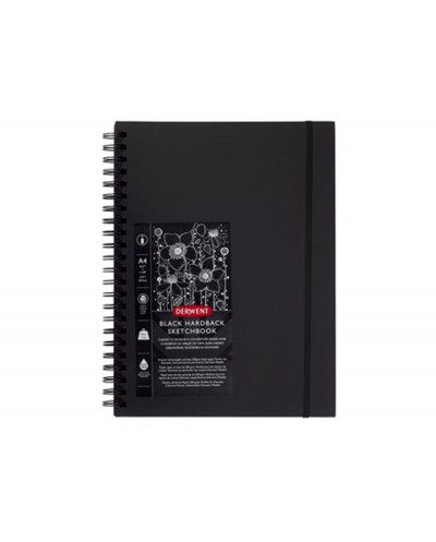Cuaderno espiral para dibujo derwent din a4 papel negro 40 hojas 200 gr m2