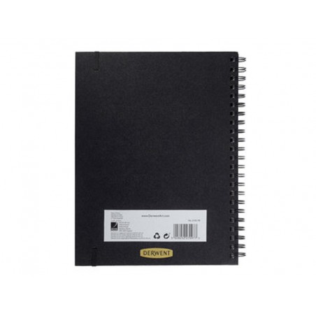 Cuaderno espiral para dibujo derwent din a4 papel negro 40 hojas 200 gr m2