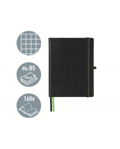 Cuaderno encolado leitz complete tapa dura tamano ipad 80 hojas cuadro 5 mm color negro