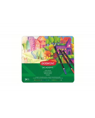 Lapices de colores derwent madera natural caja metalica 24 unidades colores surtidos