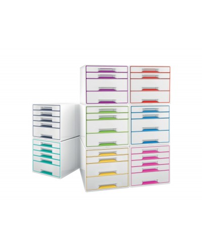 Fichero cajones de sobremesa leitz wow desk cube 1 cajon grande y 4 pequenos color blanco gris